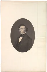 Salt print portrait of Pierce, oval, mounted on lined paper, c.1850